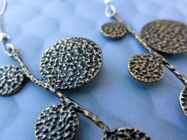 Blatt Ohrringe bronzefarben Vintage Zweig Baum